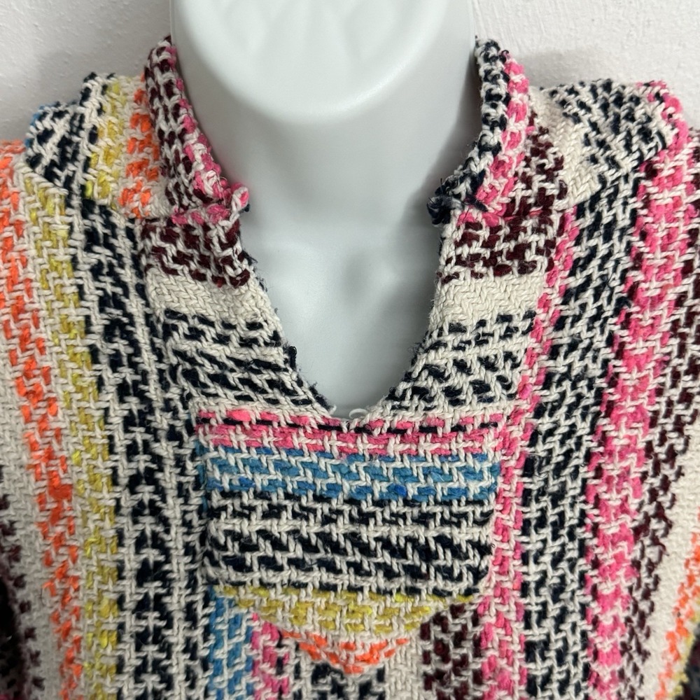 Baja Joe Mexican Blanket Hoodie Baja Pullover Striped Surf Skate Festival Boho M - Picture 6 of 16